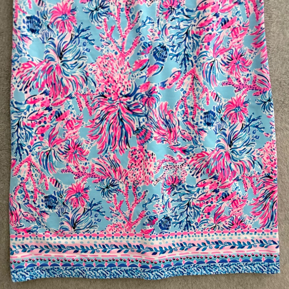 Lilly Pulitzer Larsen Stretch Terry Shift Dress Large Celestial Blue Seek Sea - Picture 4 of 11